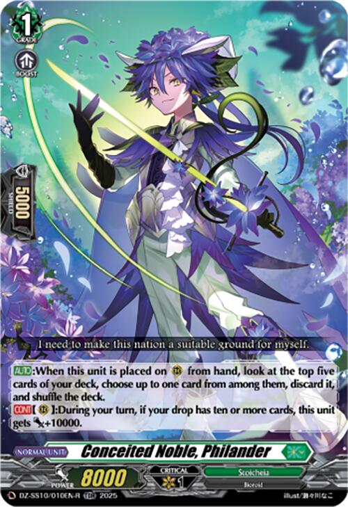 Conceited Noble, Philander (TDR) (DZ-SS10/010EN-R) [DZ-SS10: Shiki Otei Start Deck] | Pegasus Games WI