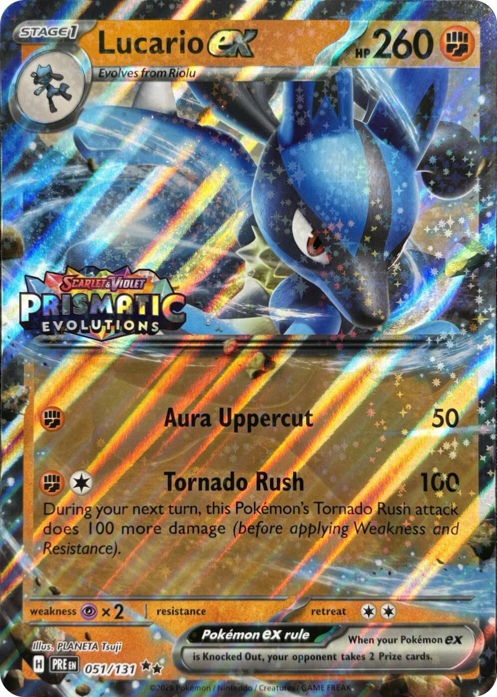 Lucario ex (051/131) (Prismatic Evolutions Stamp) [Miscellaneous Cards] | Pegasus Games WI