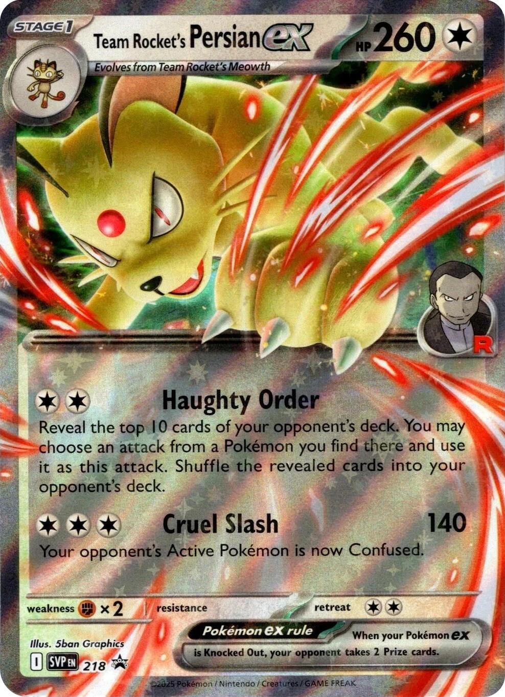 Team Rocket's Persian ex (218) [Scarlet & Violet: Black Star Promos] | Pegasus Games WI