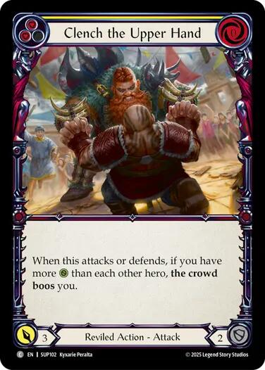 Clench the Upper Hand (Yellow) [SUP102] (Super Slam)  Rainbow Foil | Pegasus Games WI