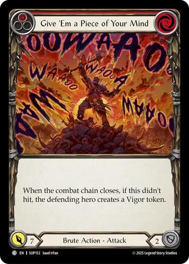 Give 'Em a Piece of Your Mind (Red) [SUP152] (Super Slam)  Rainbow Foil | Pegasus Games WI