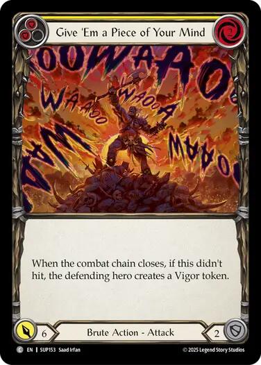 Give 'Em a Piece of Your Mind (Yellow) [SUP153] (Super Slam)  Rainbow Foil | Pegasus Games WI