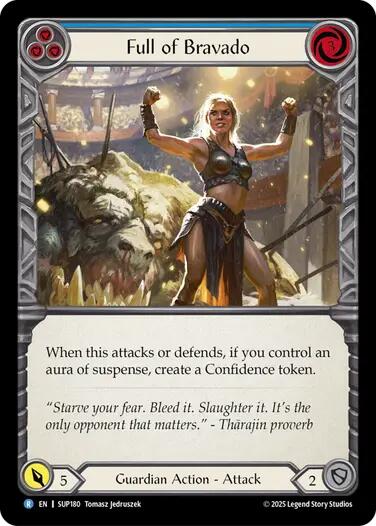 Full of Bravado (Blue) [SUP180] (Super Slam)  Rainbow Foil | Pegasus Games WI