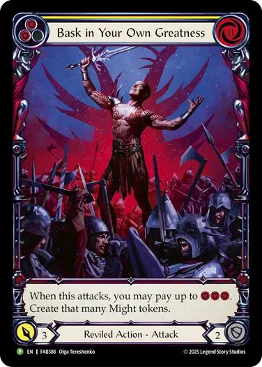 Bask in Your Own Greatness (Yellow) [FAB388] (Promo)  Rainbow Foil | Pegasus Games WI