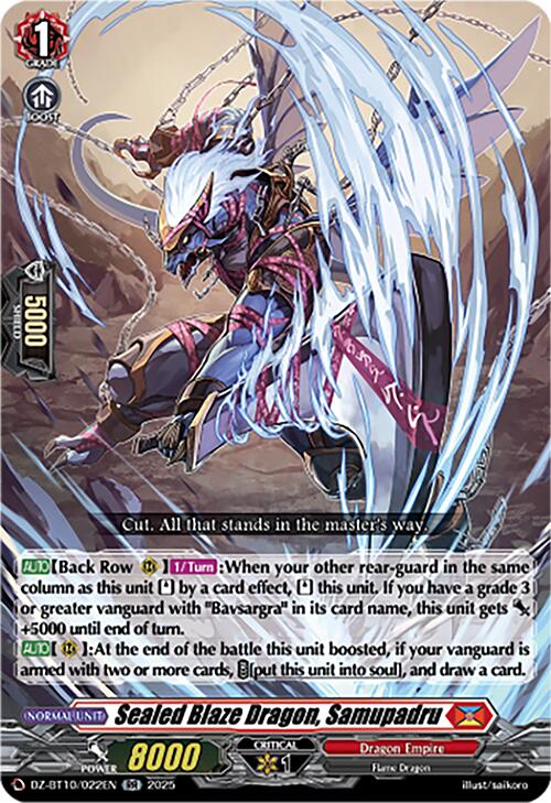 Sealed Blaze Dragon, Samupadru (DZ-BT10/022EN) [Dragonsoul Resonance] | Pegasus Games WI