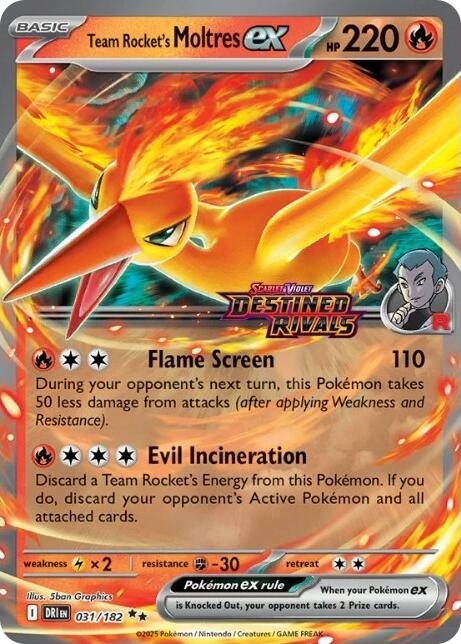 Team Rocket's Moltres ex (031/182) (Destined Rivals Stamp) [Miscellaneous Cards] | Pegasus Games WI