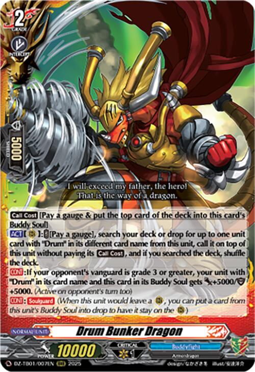 Drum Bunker Dragon (DZ-TB01/007EN) (DZ-TB01/007EN) [Future Card Buddyfight] | Pegasus Games WI
