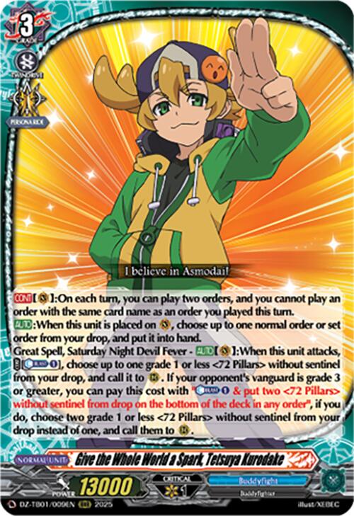 Give the Whole World a Spark, Tetsuya Kurodake (DZ-TB01/009EN) (DZ-TB01/009EN) [Future Card Buddyfight] | Pegasus Games WI