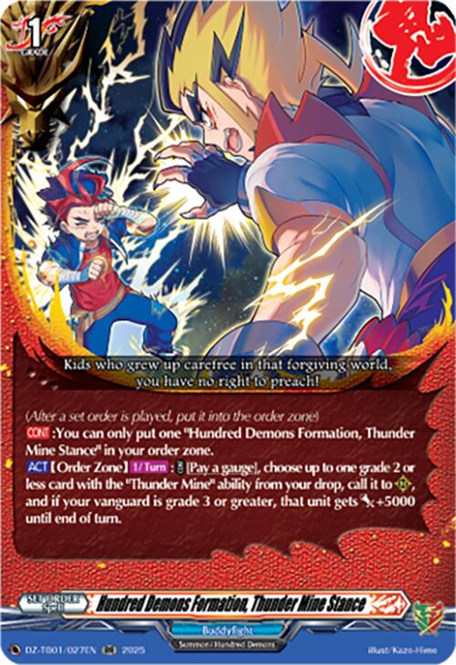 Hundred Demons Formation, Thunder Mine Stance (DZ-TB01/027EN) (DZ-TB01/027EN) [Future Card Buddyfight] | Pegasus Games WI