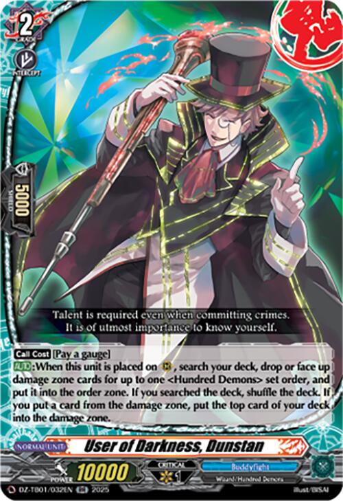 User of Darkness, Dunstan (DZ-TB01/032EN) (DZ-TB01/032EN) [Future Card Buddyfight] | Pegasus Games WI