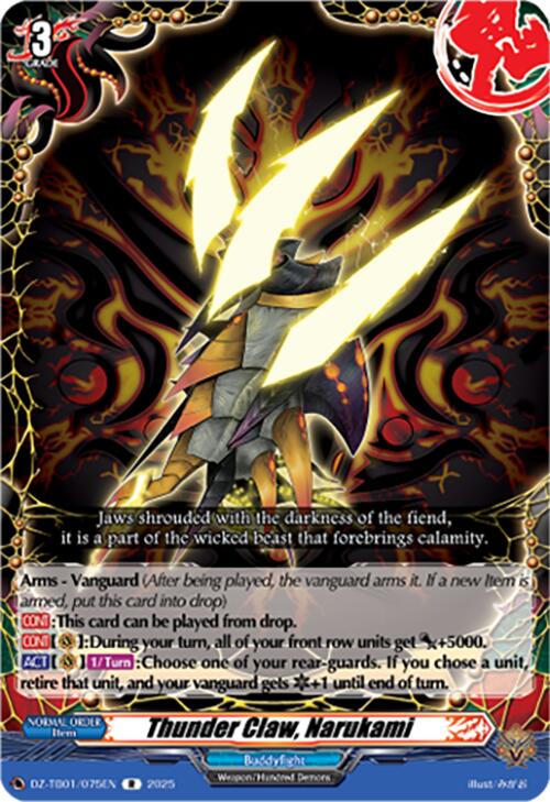 Thunder Claw, Narukami (DZ-TB01/075EN) (DZ-TB01/075EN) [Future Card Buddyfight] | Pegasus Games WI