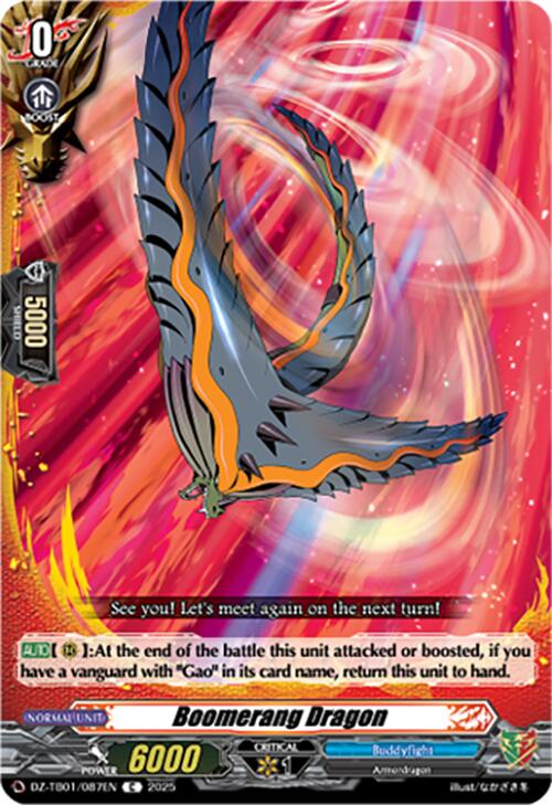 Boomerang Dragon (DZ-TB01/087EN) (DZ-TB01/087EN) [Future Card Buddyfight] | Pegasus Games WI