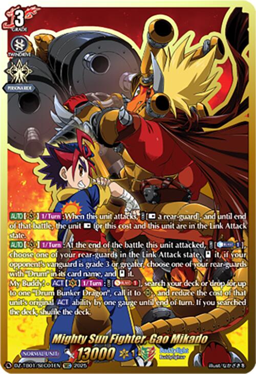 Mighty Sun Fighter, Gao Mikado (DZ-TB01/SEC01EN) (DZ-TB01/SEC01EN) [Future Card Buddyfight] | Pegasus Games WI