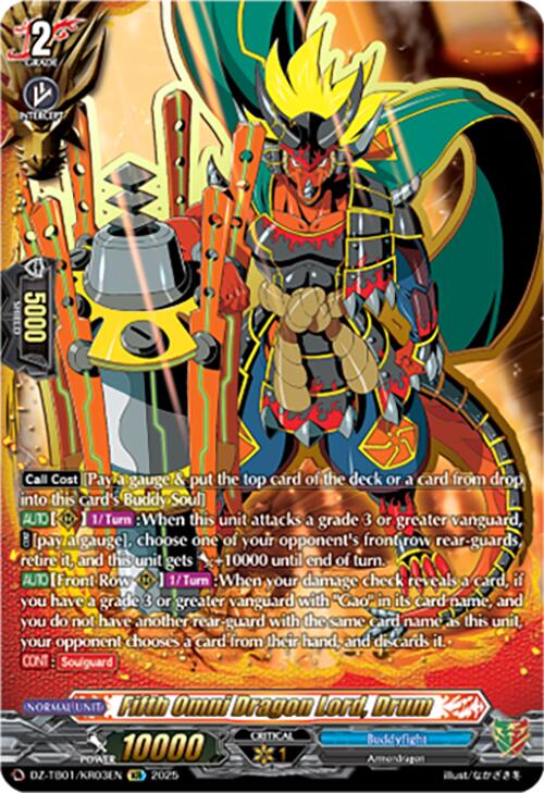 Fifth Omni Dragon Lord, Drum (DZ-TB01/KR03EN) (DZ-TB01/KR03EN) [Future Card Buddyfight] | Pegasus Games WI