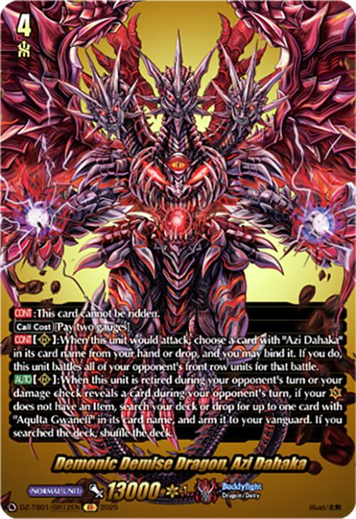 Demonic Demise Dragon, Azi Dahaka (DZ-TB01/BR12EN) (DZ-TB01/BR12EN) [Future Card Buddyfight] | Pegasus Games WI