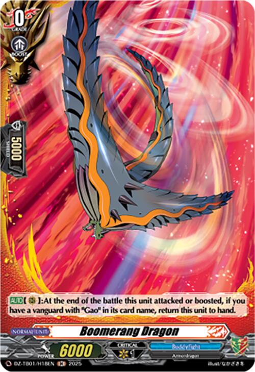 Boomerang Dragon (DZ-TB01/H18EN) (DZ-TB01/H18EN) [Future Card Buddyfight] | Pegasus Games WI