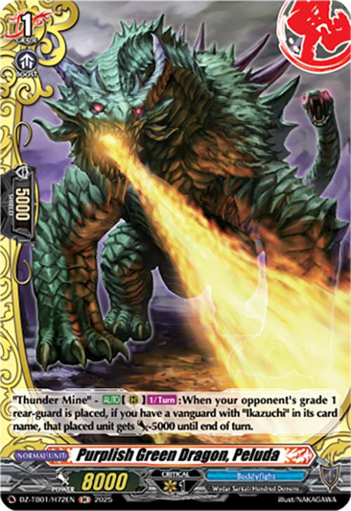 Purplish Green Dragon, Peluda (DZ-TB01/H72EN) (DZ-TB01/H72EN) [Future Card Buddyfight] | Pegasus Games WI