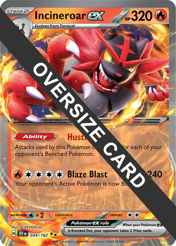 Incineroar ex (034/162) (Jumbo Card) [Scarlet & Violet: Temporal Forces] | Pegasus Games WI