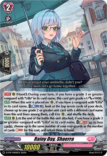 Rainy Day, Shaerra (D-PR/1000EN) [D Promo Cards] | Pegasus Games WI