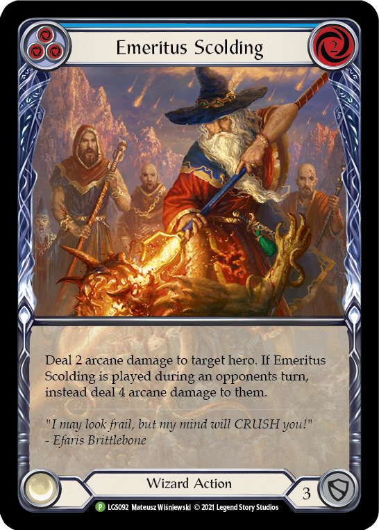 Emeritus Scolding (Blue Extended Art) [LGS092] (Promo)  Rainbow Foil | Pegasus Games WI