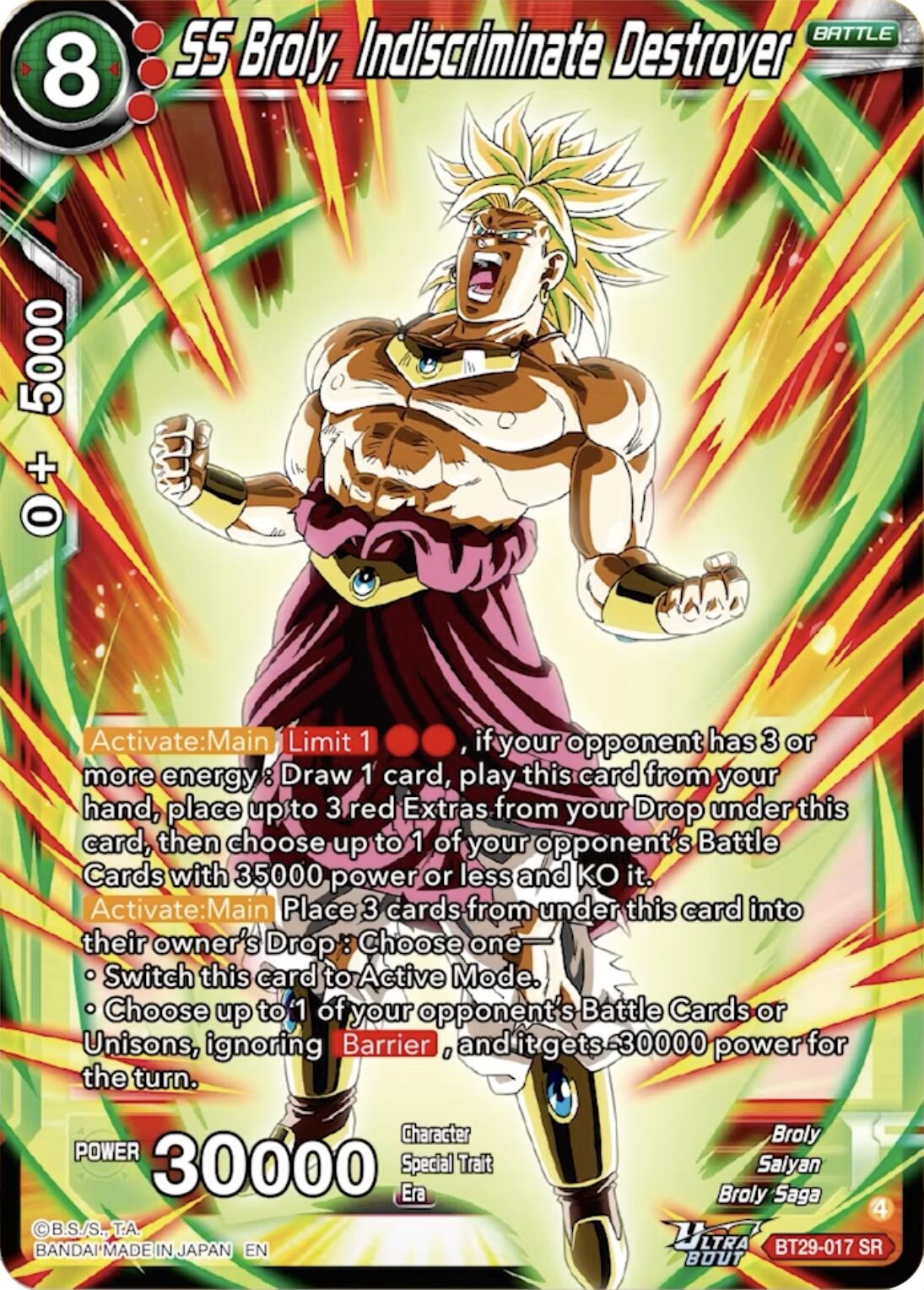 SS Broly, Indiscriminate Destroyer (BT29-017) [Fearsome Rivals] | Pegasus Games WI