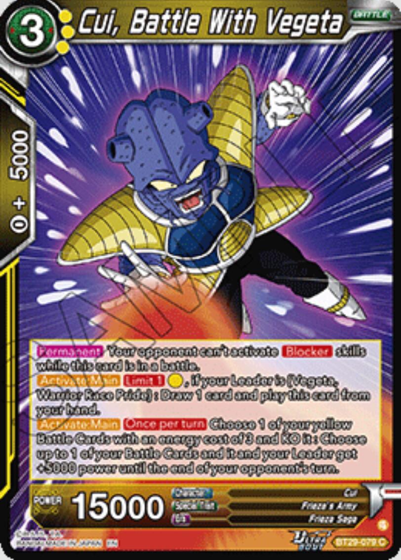 Cui, Battle With Vegeta (BT29-079) [Fearsome Rivals] | Pegasus Games WI