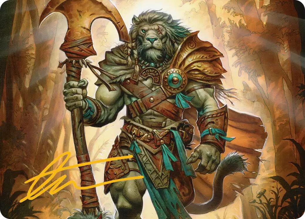 Ajani, Outland Chaperone Art Card (Gold-Stamped Signature) [Lorwyn Eclipsed Art Series] | Pegasus Games WI