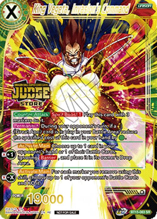King Vegeta, Invasion's Command (Judge Pack Vol.18) (Store) (BT15-063) [Judge Promotion Cards] | Pegasus Games WI