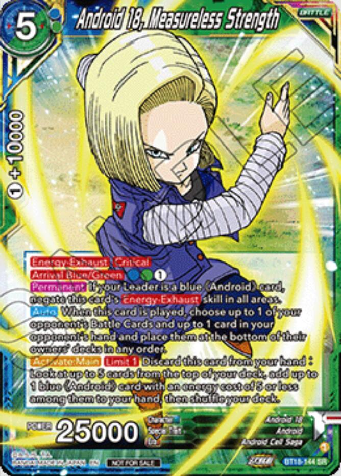 Android 18, Measureless Strength (Ultra-Bout Series Tournament Pack Vol.1) (BT18-144) [Tournament Promotion Cards] | Pegasus Games WI