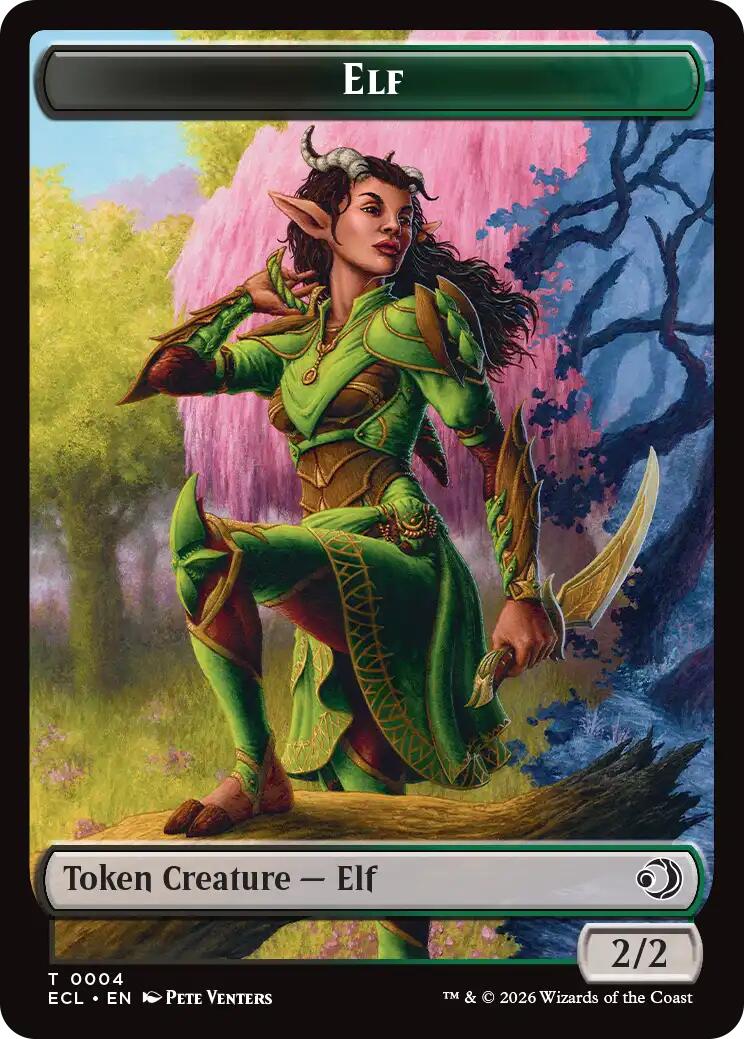 Elf // Treasure Double-Sided Token [Lorwyn Eclipsed Tokens] | Pegasus Games WI