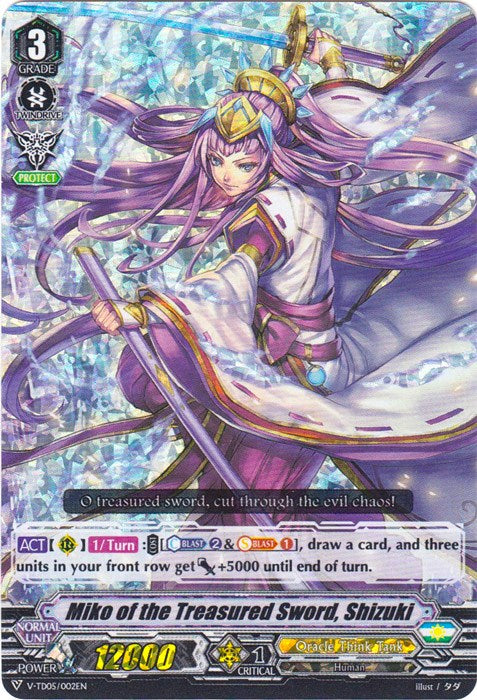 Miko of the Treasured Sword, Shizuki (Parallel Foil) (V-TD05/002EN) [Misaki Tokura] | Pegasus Games WI