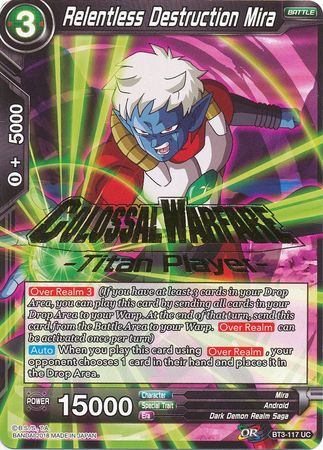 Relentless Destruction Mira (Titan Player Stamped) (BT3-117) [Tournament Promotion Cards] | Pegasus Games WI