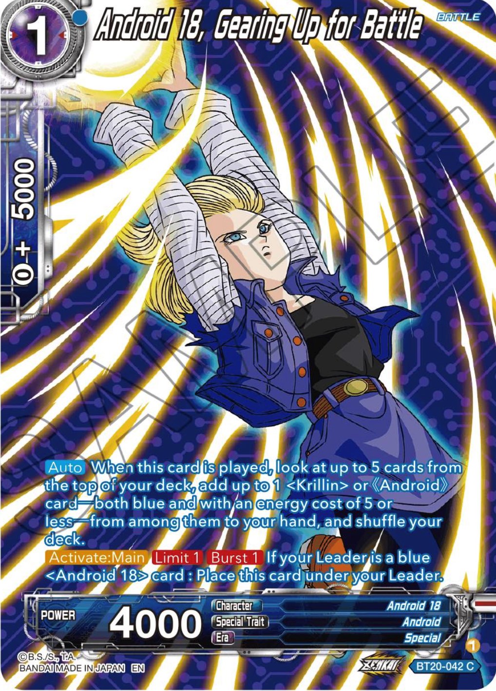 Android 18, Gearing Up for Battle (Silver Foil) (BT20-042) [Power Absorbed] | Pegasus Games WI