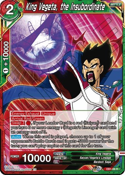 King Vegeta, the Insubordinate (EB1-56) [Battle Evolution Booster] | Pegasus Games WI