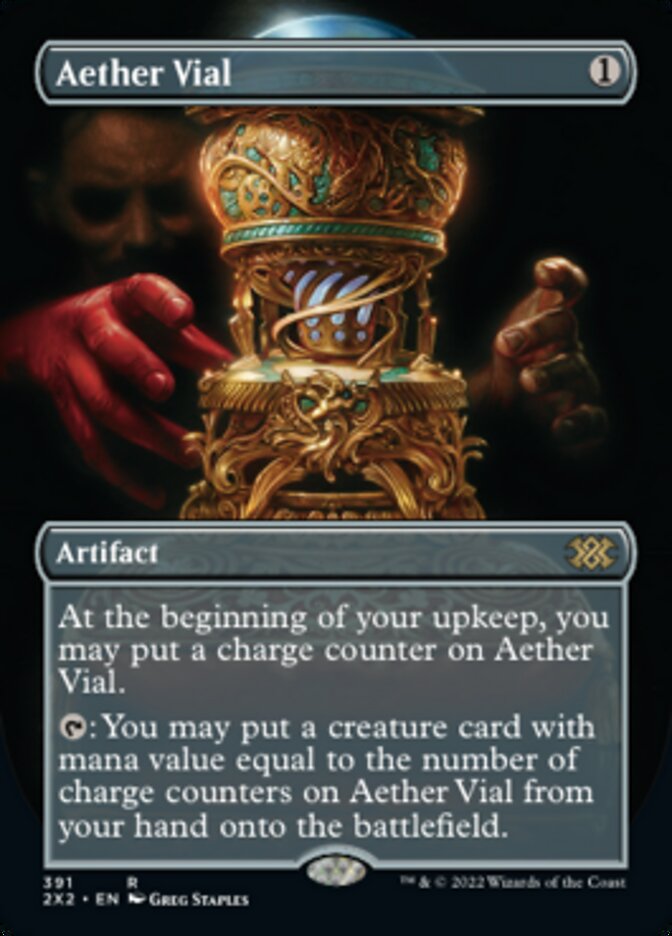 Aether Vial (Borderless Alternate Art) [Double Masters 2022] | Pegasus Games WI