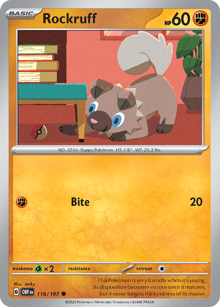 Rockruff (116/197) [Scarlet & Violet: Obsidian Flames] | Pegasus Games WI