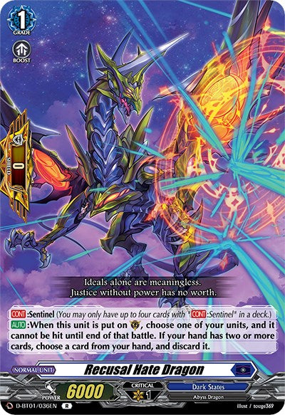 Recusal Hate Dragon (D-BT01/036EN) [Genesis of the Five Greats] | Pegasus Games WI