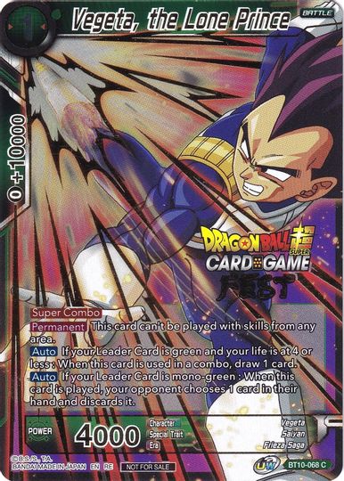 Vegeta, the Lone Prince (Card Game Fest 2022) (BT10-068) [Tournament Promotion Cards] | Pegasus Games WI