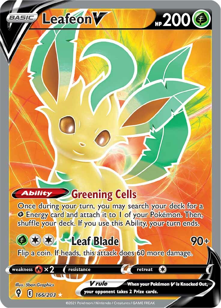 Leafeon V (166/203) [Sword & Shield: Evolving Skies] | Pegasus Games WI