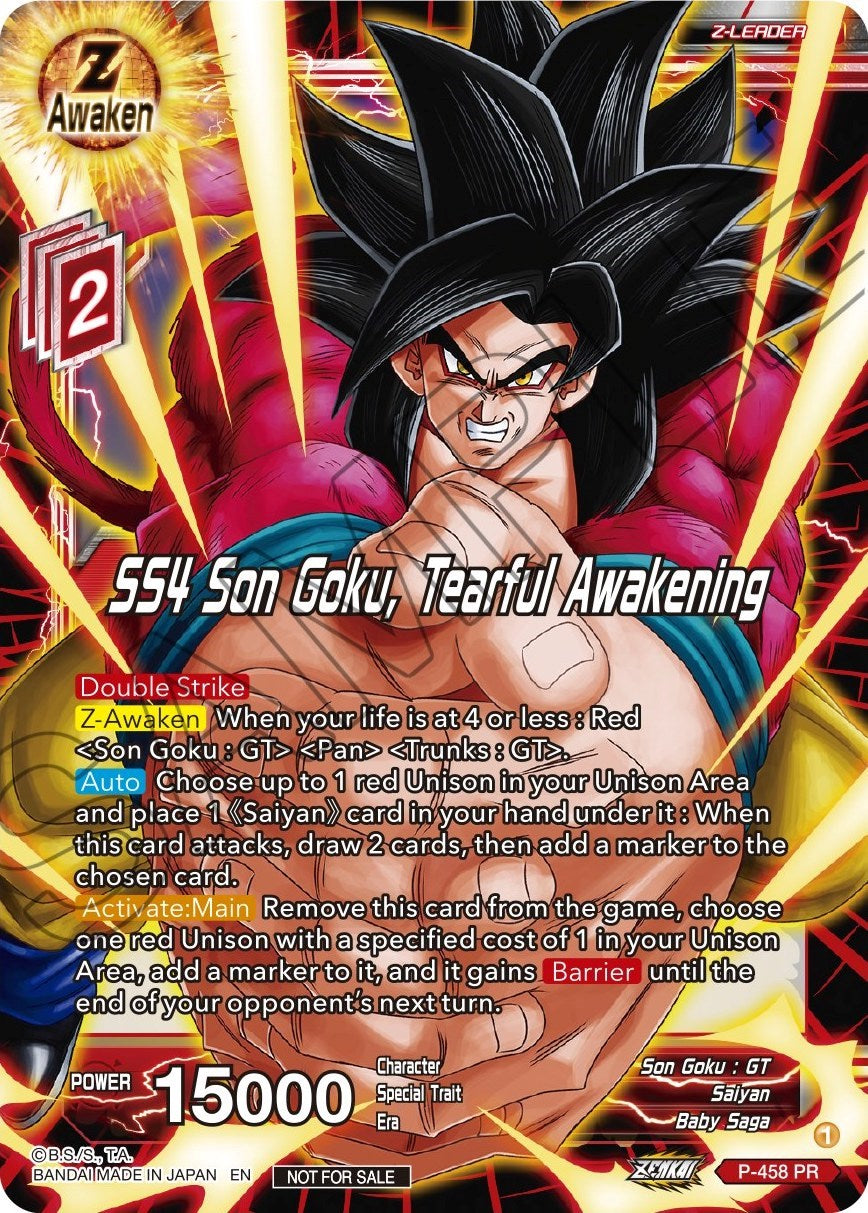 SS4 Son Goku, Tearful Awakening (Z03 Dash Pack) (P-458) [Promotion Cards] | Pegasus Games WI