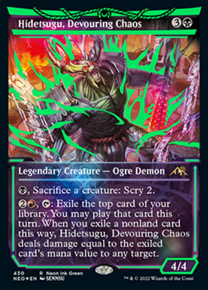 Hidetsugu, Devouring Chaos (Neon Ink Green) [Kamigawa: Neon Dynasty] | Pegasus Games WI