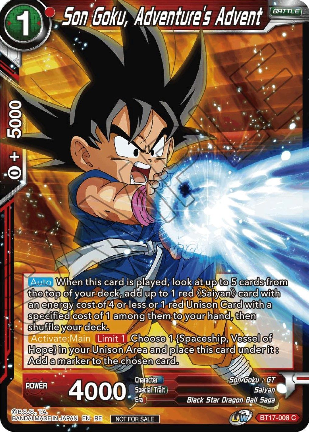 Son Goku, Adventure's Advent (Championship Selection Pack 2023 Vol.1) (BT17-008) [Tournament Promotion Cards] | Pegasus Games WI