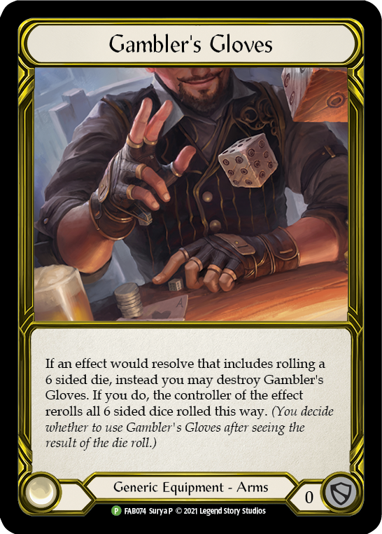 Gambler's Gloves (Golden) [FAB074] (Promo)  Cold Foil | Pegasus Games WI