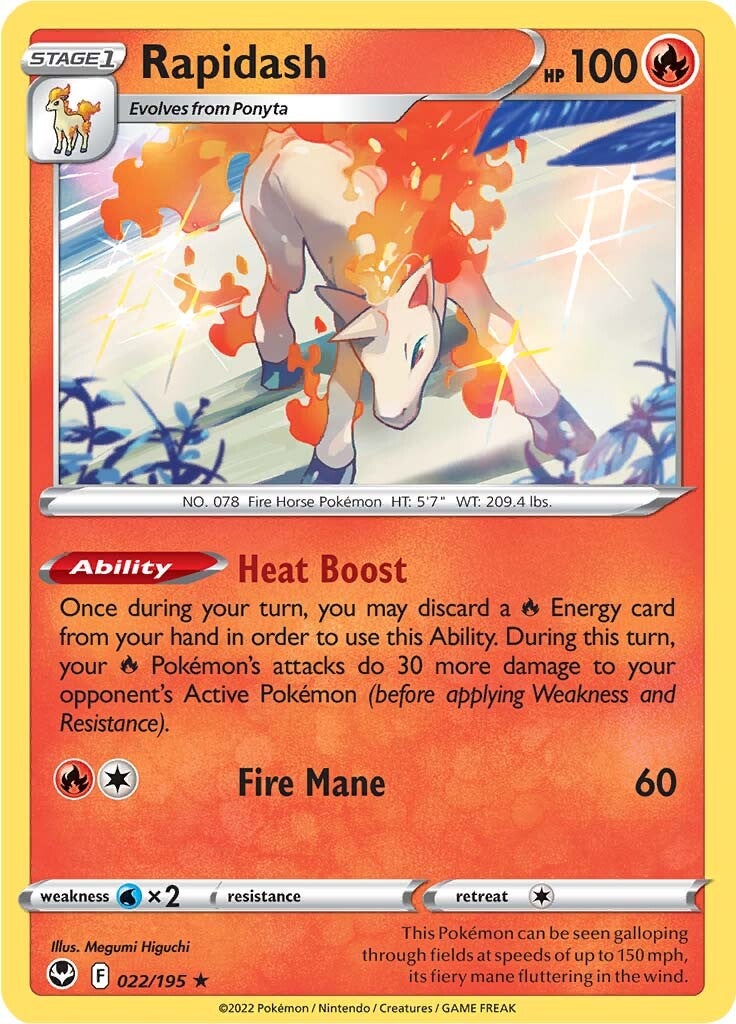 Rapidash (022/195) (Theme Deck Exclusive) [Sword & Shield: Silver Tempest] | Pegasus Games WI