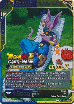 Beerus, Fickle God (Level 2) (BT7-120) [Judge Promotion Cards] | Pegasus Games WI