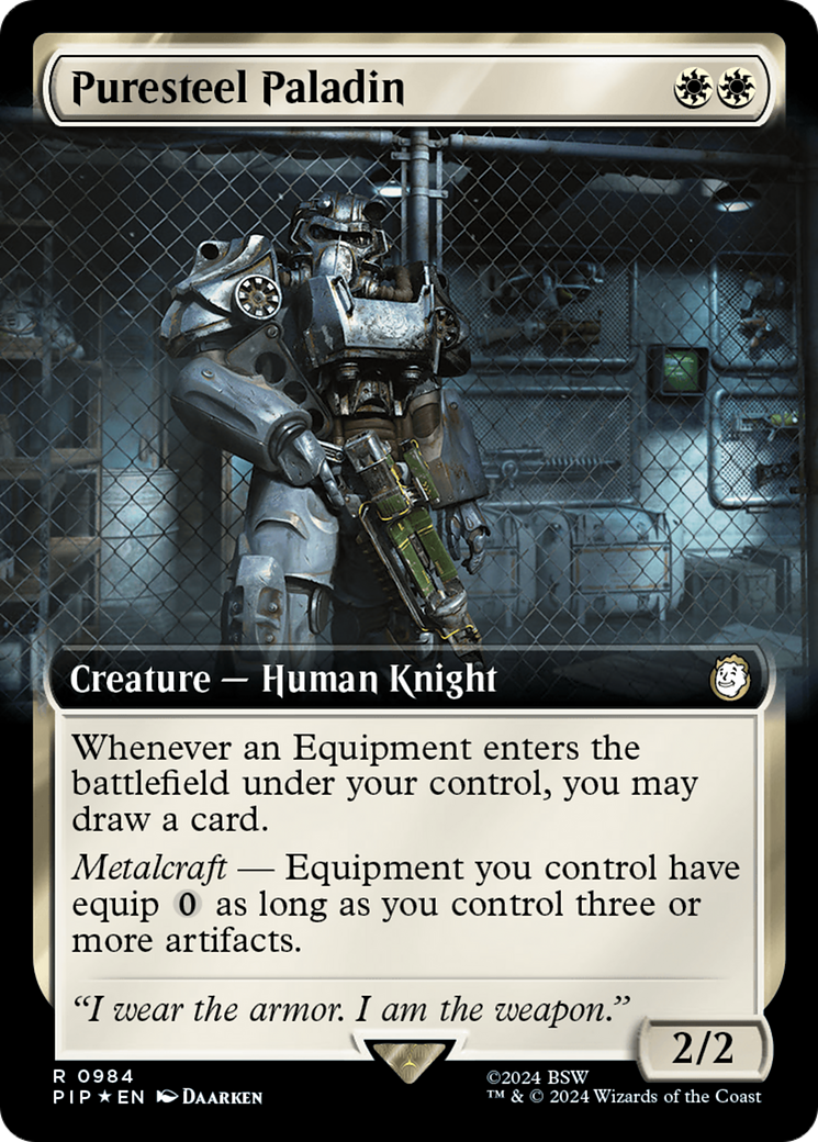Puresteel Paladin (Extended Art) (Surge Foil) [Fallout] | Pegasus Games WI