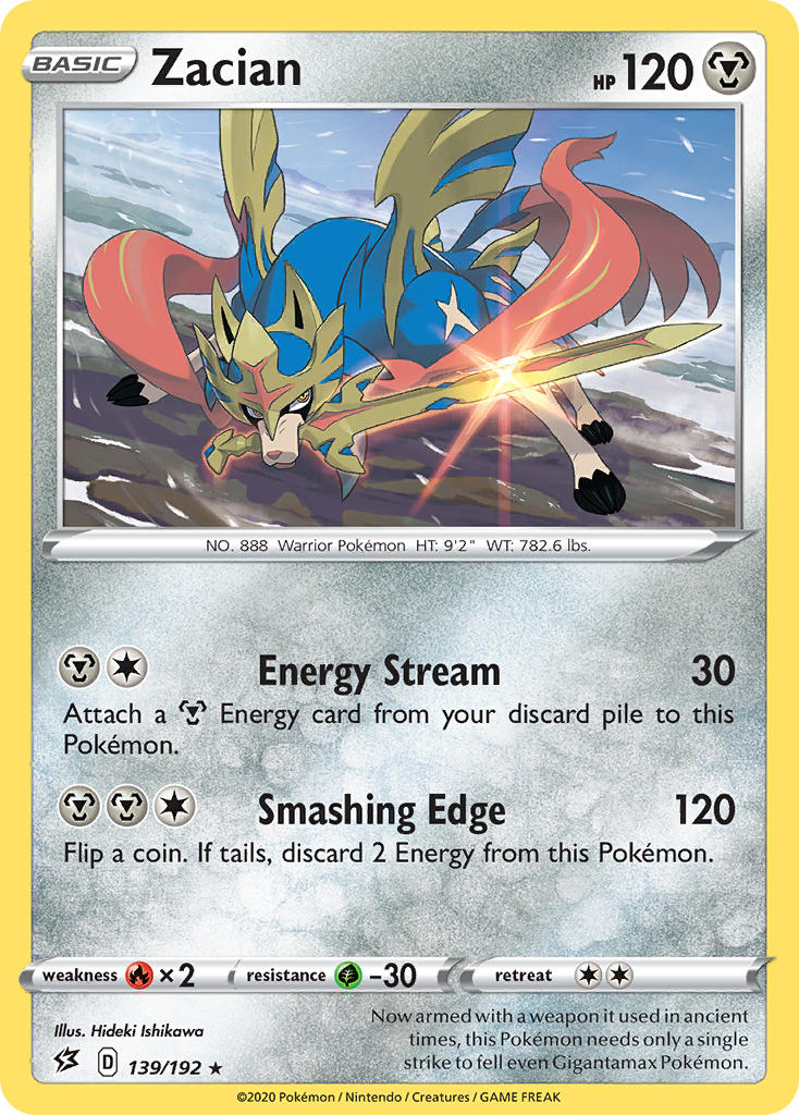 Zacian (139/192) (Cracked Ice Holo) (Theme Deck Exclusives) [Sword & Shield: Rebel Clash] | Pegasus Games WI