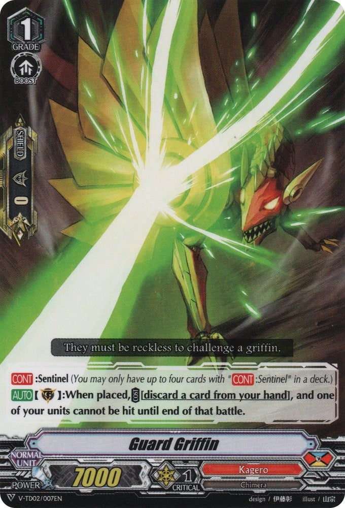 Guard Griffin (V-TD02/007EN) [Toshiki Kai] | Pegasus Games WI
