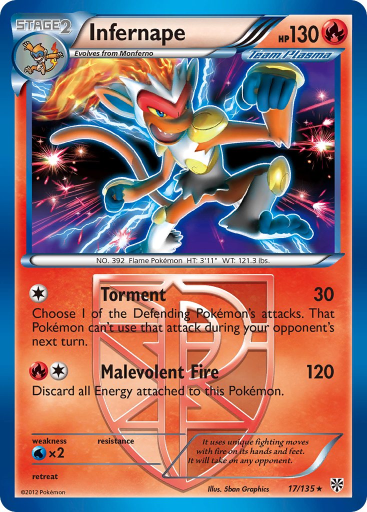 Infernape (17/135) (Theme Deck Exclusive) [Black & White: Plasma Storm] | Pegasus Games WI
