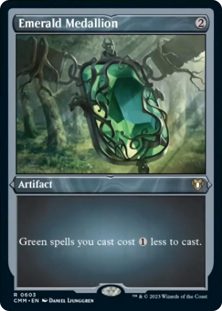 Emerald Medallion (Foil Etched) [Commander Masters] | Pegasus Games WI